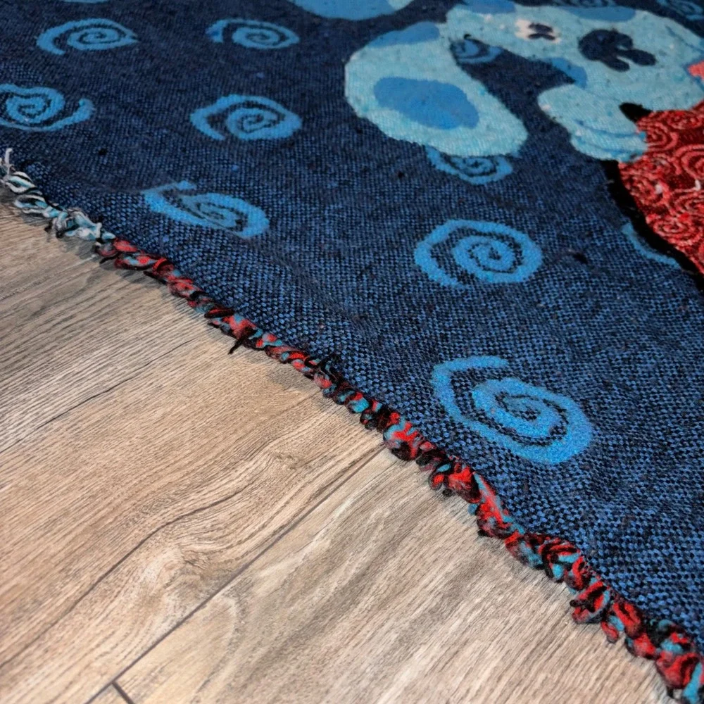 Vintage Blues Clues Woven Tapestry Throw Blanket Thinking Chair Nick Jr 38x50